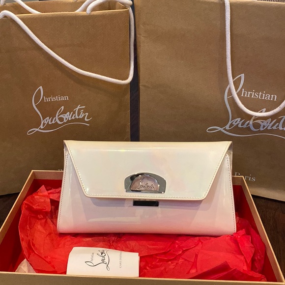 Christian Louboutin Handbags - Christian Louboutin white clutch patent.
